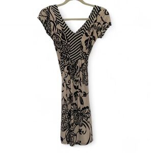 Y2K Charlotte Russe Cream Black Boho Print Mini Dress